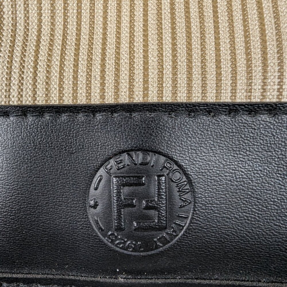 Fendi Roma Vintage Tote Bag Coated Canvas Leather Perfume Lined Black Tan - Picture 3 of 13